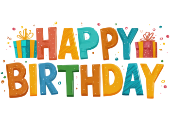 birthday text, happy, happy birthday, happy birthday text, greeting card, celebration, party, greeting, card, invitation, colorful, birthday card, birthday background, birthday invitation, cutout, transparent, ai generated